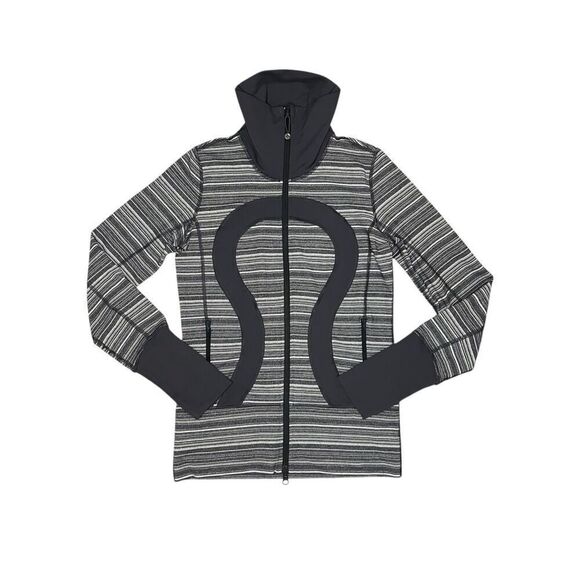 Lululemon Women’s 4 In Stride Jacket Gray Hooded Full Zip Logo Activewear - Picture 9 of 9